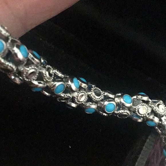NEW Vintage Bold Solid Sterling Robbins Egg Blue Turquoise Bracelet - Picture 14 of 16